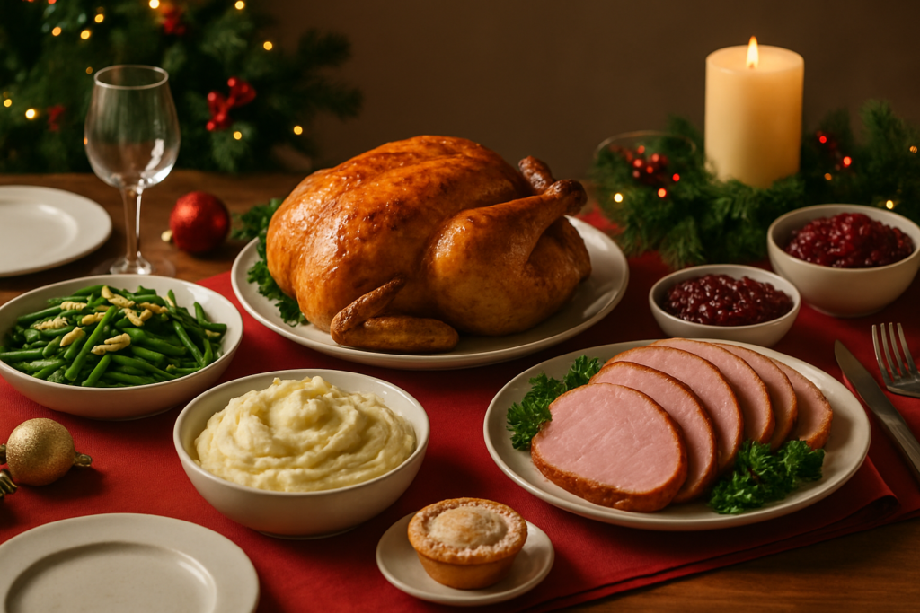 Receitas de ceia de Natal simples para até 8 pessoas por menos de R$200. Menu completo com entrada, chester, acompanhame