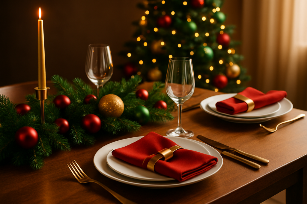 Descubra como decorar mesa de natal com estilo. Tendências 2026, dicas de orçamento e checklist pronto para usar na sua