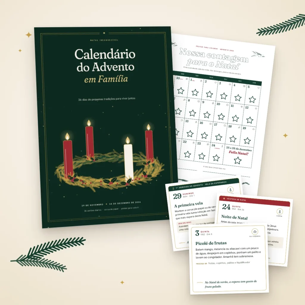 Calendário do Advento em Família 2026: capa, pôster e cartões