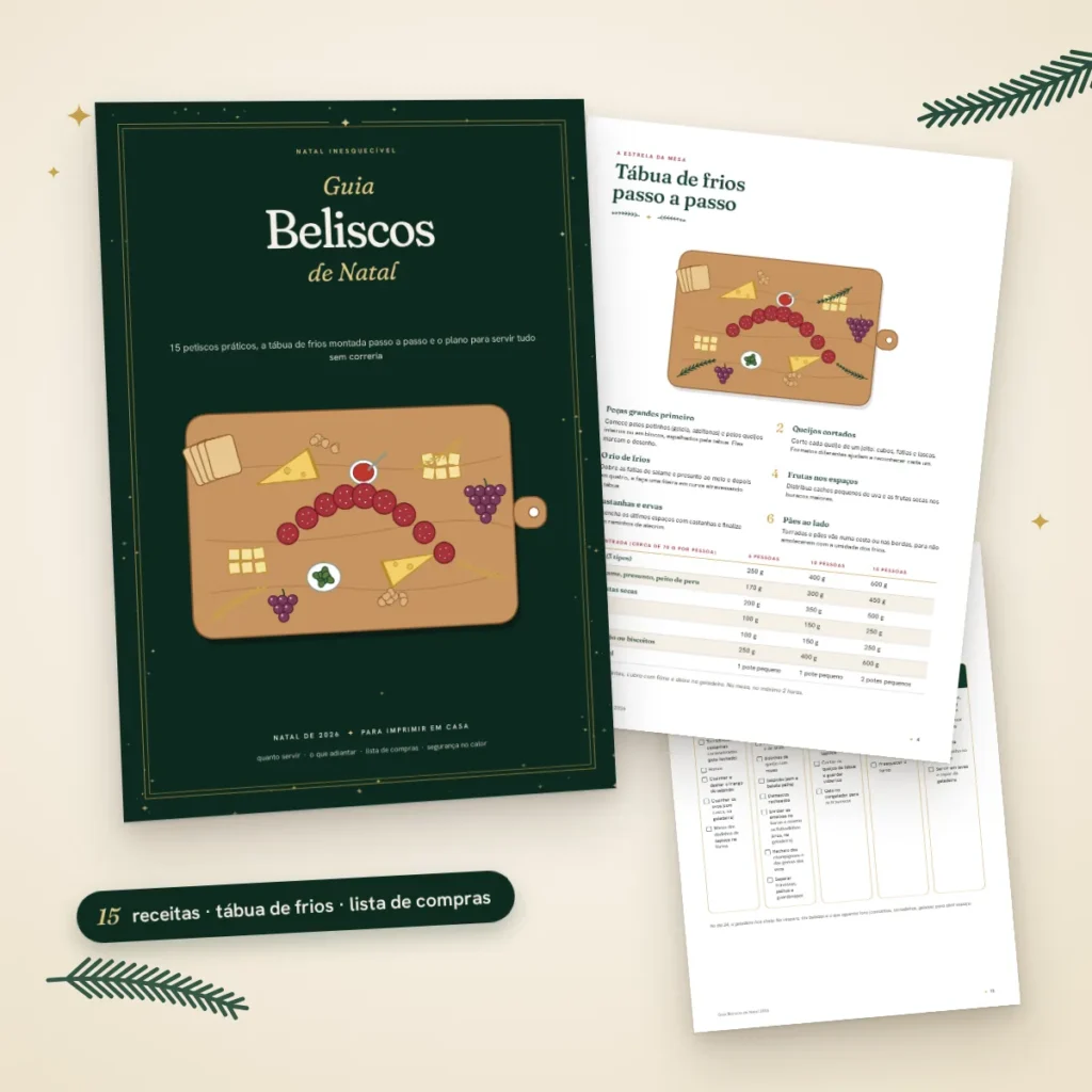 Guia Beliscos de Natal: capa, tábua de frios e cronograma